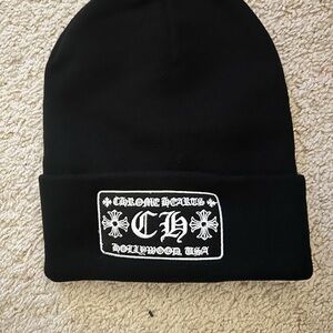 Chrome Hearts Black Beanie with White Embroidery